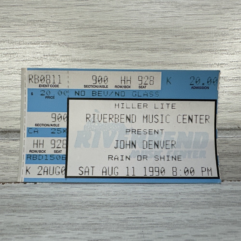 JOHN DENVER Riverbend Music Center Cincinnati 1990 Concert Ticket Stub Vintage 8